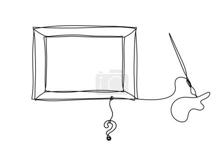 Ilustración de Abstract  tassel and picture with question mark as line drawing on white background - Imagen libre de derechos