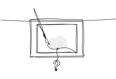 Illustration for Abstract  tassel and picture with question mark as line drawing on white background - Royalty Free Image