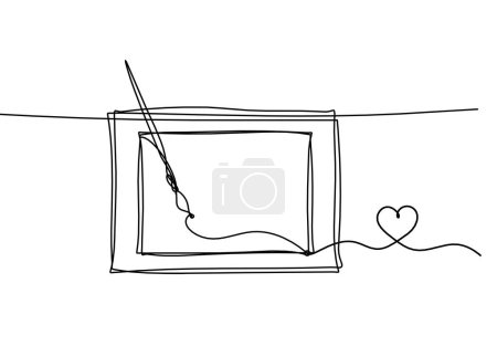 Ilustración de Abstract  tassel and picture with heart as line drawing on white background - Imagen libre de derechos