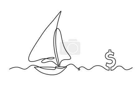 Ilustración de Abstract boat with dollar as line drawing on white background - Imagen libre de derechos