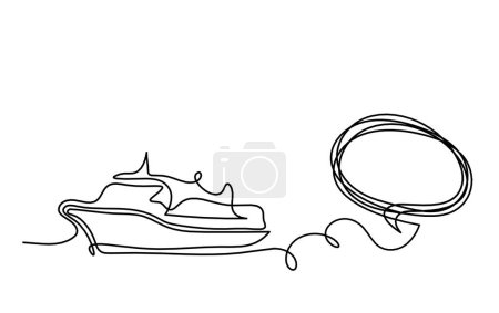 Illustration for Abstract boat with comment as line drawing on white background - Royalty Free Image