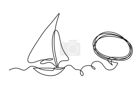 Téléchargez les illustrations : Abstract boat with comment as line drawing on white background - en licence libre de droit