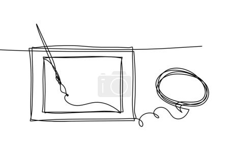 Ilustración de Abstract  tassel and picture with comment as line drawing on white background - Imagen libre de derechos
