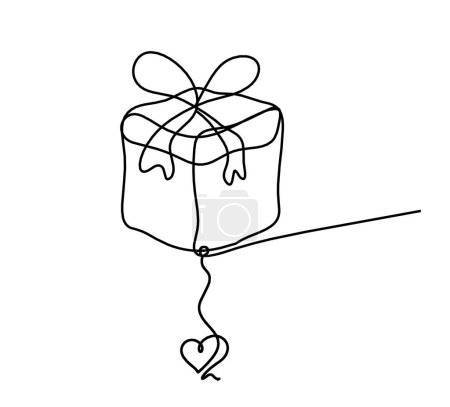 Illustration for Abstract present box as continuous line drawing on white background - Royalty Free Image