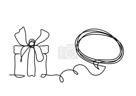 Illustration for Abstract present box and comment as continuous line drawing on white background - Royalty Free Image