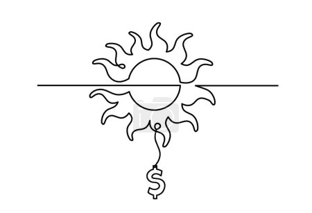 Ilustración de Abstract sun with dollar as line drawing on white background - Imagen libre de derechos