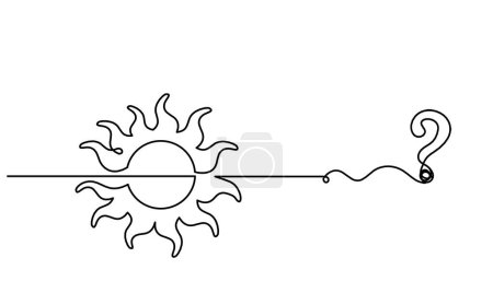 Illustration for Abstract sun with question mark as line drawing on white background - Royalty Free Image