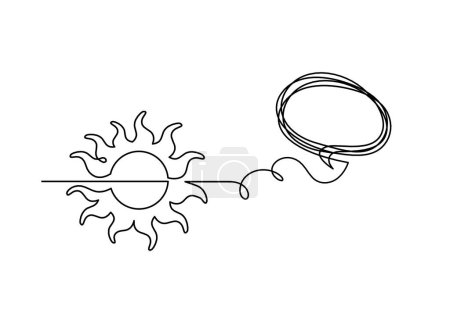 Illustration for Abstract sun with comment as line drawing on white background - Royalty Free Image