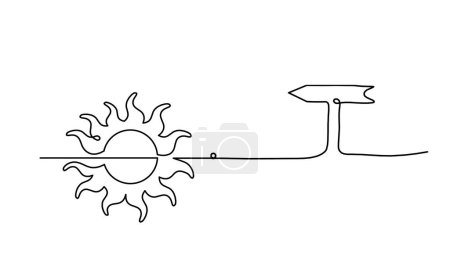 Illustration for Abstract sun with direction as line drawing on white background - Royalty Free Image