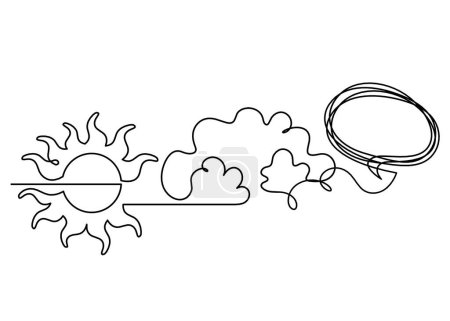 Illustration for Abstract sun with comment as line drawing on white background - Royalty Free Image