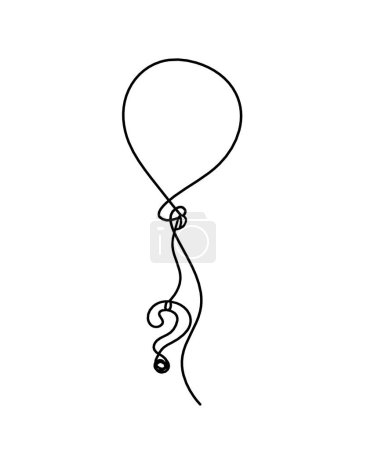 Ilustración de Abstract air balloon and question mark as line drawing on white background - Imagen libre de derechos