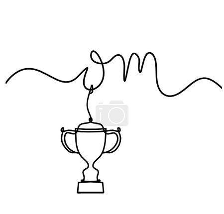 Illustration for Sign of OM with trophy as line drawing on the white background - Royalty Free Image