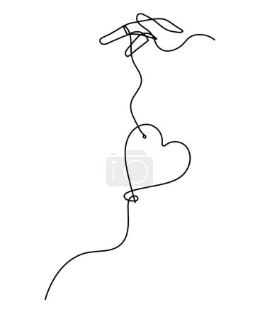 Téléchargez les illustrations : Abstract air balloon and hand as line drawing on white background - en licence libre de droit