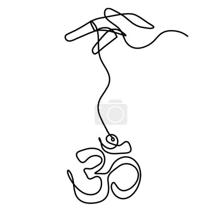 Ilustración de Signo de OM con la mano como dibujo de línea sobre el fondo blanco - Imagen libre de derechos