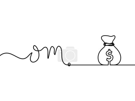 Téléchargez les illustrations : Sign of OM with dollar as line drawing on the white background - en licence libre de droit