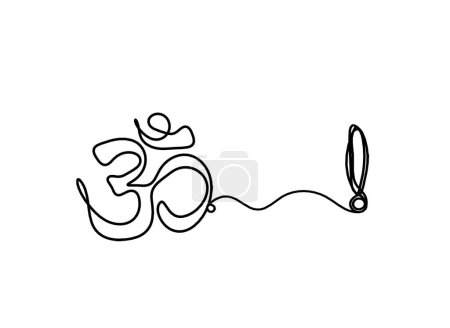Téléchargez les illustrations : Sign of OM with exclamation mark as line drawing on the white background - en licence libre de droit