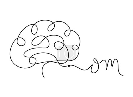 Illustration for Sign of OM with brain as line drawing on the white background - Royalty Free Image