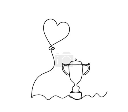 Téléchargez les illustrations : Abstract air balloon and  trophy as line drawing on white background - en licence libre de droit