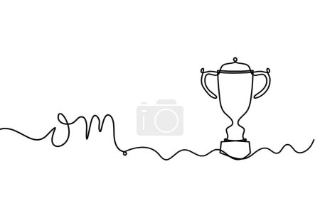 Ilustración de Signo de OM con trofeo como dibujo en línea sobre el fondo blanco - Imagen libre de derechos