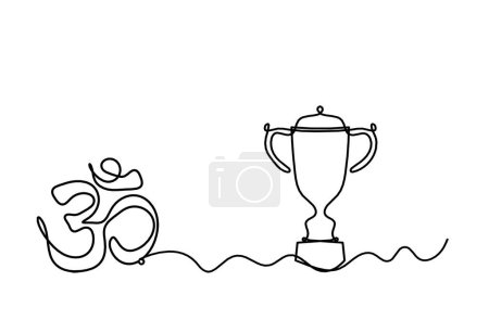 Illustration for Sign of OM with trophy as line drawing on the white background - Royalty Free Image