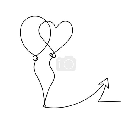 Ilustración de Abstract air balloon and  direction as line drawing on white background - Imagen libre de derechos