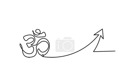 Illustration for Sign of OM with direction as line drawing on the white background - Royalty Free Image