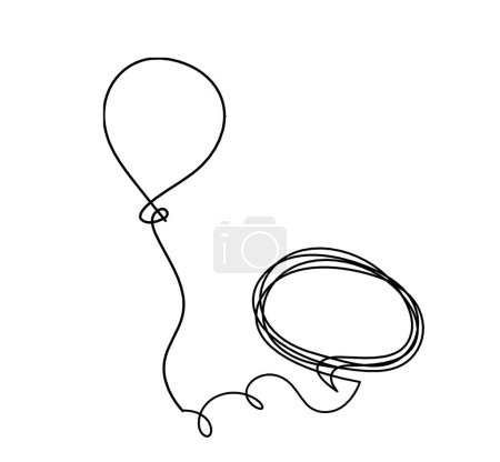 Illustration for Abstract air balloon and comment as line drawing on white background - Royalty Free Image