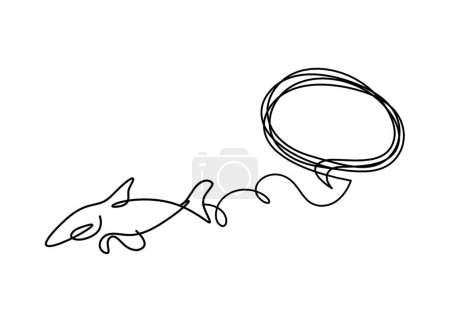 Illustration for Silhouette of fish and comment as line drawing on white  background - Royalty Free Image