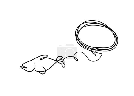 Illustration for Silhouette of fish and comment as line drawing on white  background - Royalty Free Image
