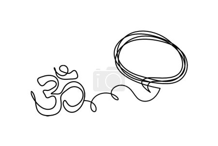 Illustration for Sign of OM with comment as line drawing on the white background - Royalty Free Image