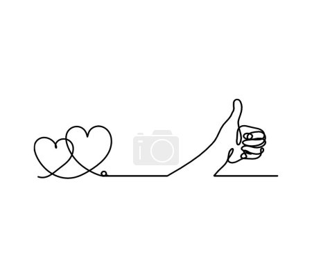 Illustration for Abstract heart with hand as continuous line drawing on white background - Royalty Free Image