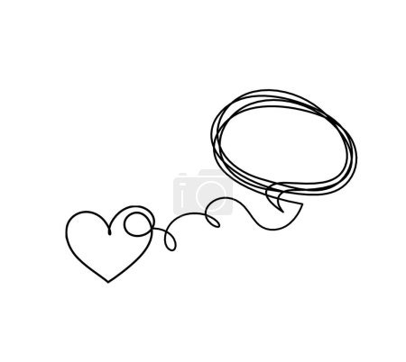 Illustration for Abstract heart with comment as continuous line drawing on white background - Royalty Free Image