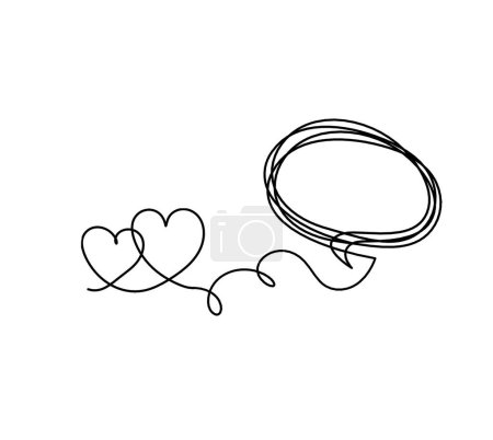 Illustration for Abstract heart with comment as continuous line drawing on white background - Royalty Free Image