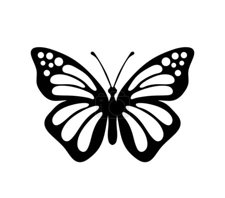 Ilustración de Mariposa decorativa negra sobre fondo blanco - Imagen libre de derechos