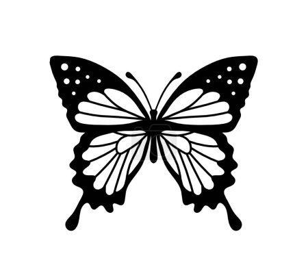 Ilustración de Black decoraive butterfly on white background - Imagen libre de derechos