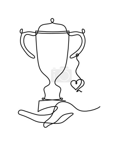 Illustration for Abstract cup with heart  as continuous lines drawing on white as background - Royalty Free Image