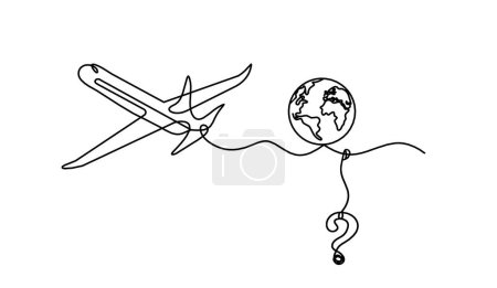 Ilustración de Plano abstracto con signo de interrogación como dibujo de línea sobre fondo blanco - Imagen libre de derechos