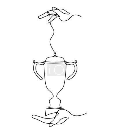 Illustration for Abstract cup with hand as continuous lines drawing on white as background - Royalty Free Image