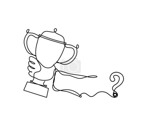 Illustration for Abstract cup with question mark as continuous lines drawing on white as background - Royalty Free Image