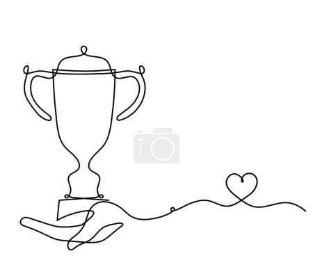 Illustration for Abstract cup with heart as continuous lines drawing on white as background - Royalty Free Image