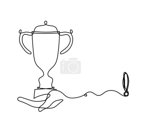 Illustration for Abstract cup with exclamation mark as continuous lines drawing on white as background - Royalty Free Image