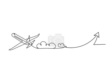 Illustration for Abstract plane with direction as line drawing on white background - Royalty Free Image