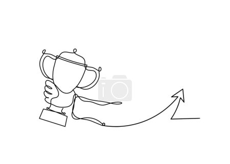 Illustration for Abstract cup with direction as continuous lines drawing on white as background - Royalty Free Image