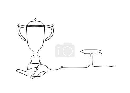 Ilustración de Copa abstracta con dirección como líneas continuas dibujando sobre blanco como fondo - Imagen libre de derechos