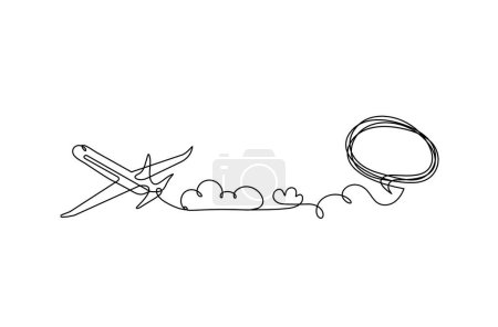 Illustration for Abstract plane with comment as line drawing on white background - Royalty Free Image