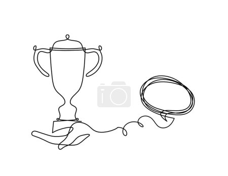 Illustration for Abstract cup with comment as continuous lines drawing on white as background - Royalty Free Image