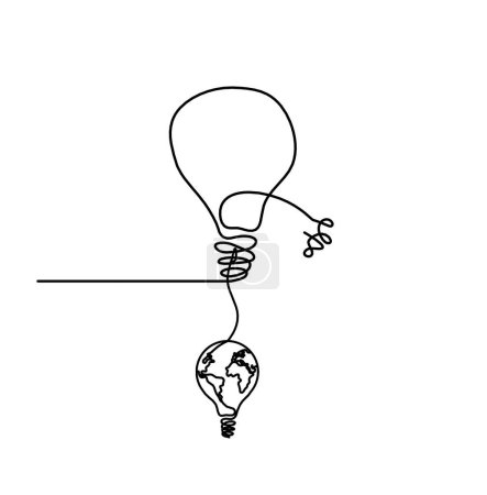 Illustration for Abstract light bulb with light bulb as line drawing on white background - Royalty Free Image