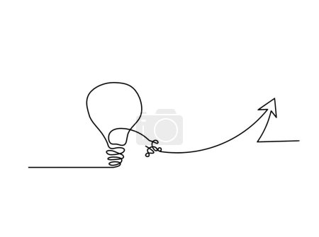 Ilustración de Bombilla de luz abstracta con dirección como dibujo de línea sobre fondo blanco - Imagen libre de derechos