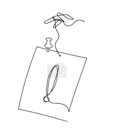 Ilustración de Papel abstracto con clip de papel y mano como dibujo en línea sobre blanco como fondo - Imagen libre de derechos