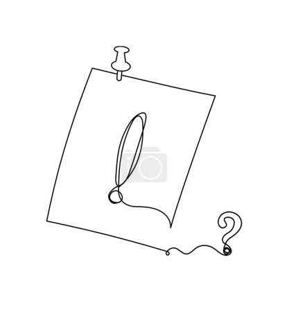 Ilustración de Papel abstracto con clip de papel y signo de interrogación como dibujo en línea sobre blanco como fondo - Imagen libre de derechos